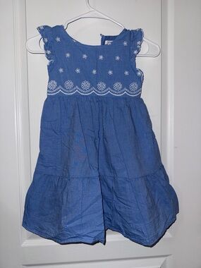 Cat & Jack Blue Embroidered Flutter-Sleeve Dress